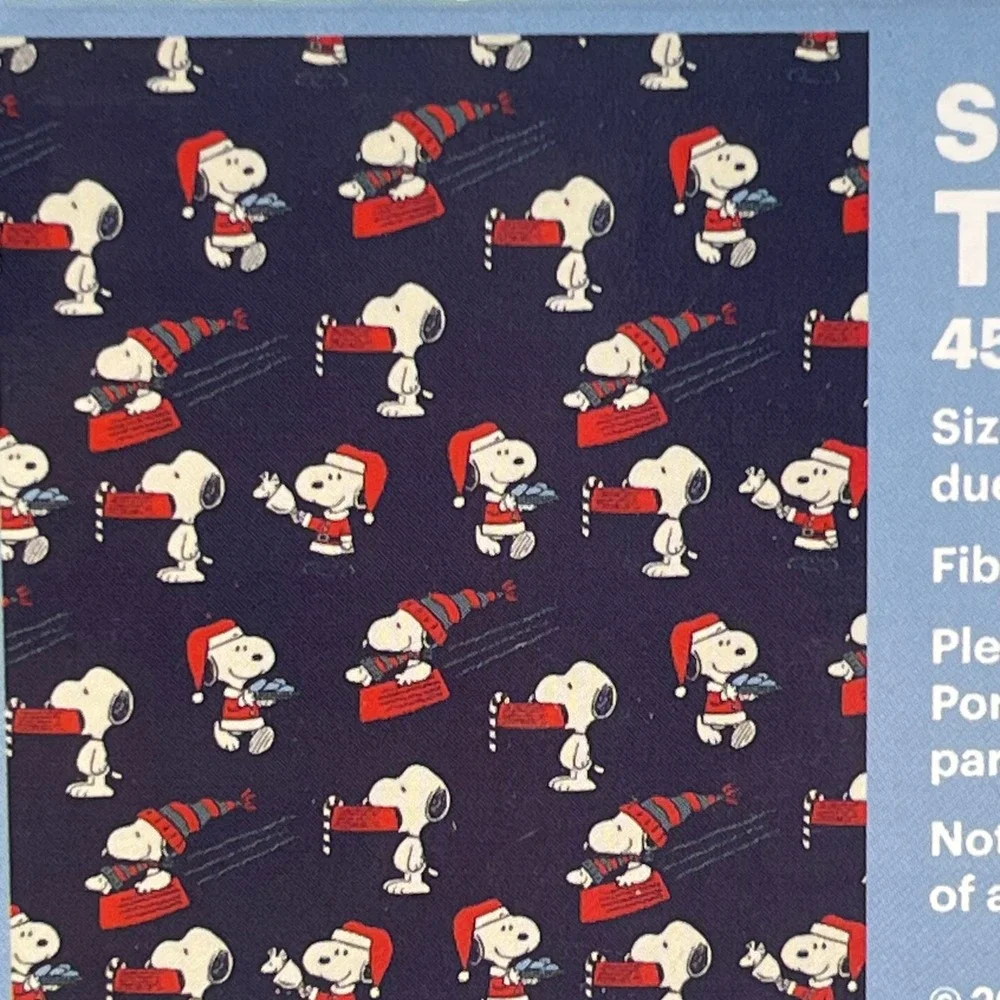 Peanuts Snoopy Christmas Super Soft Travel Blanket Blue Santa Hat Sledding 45x55